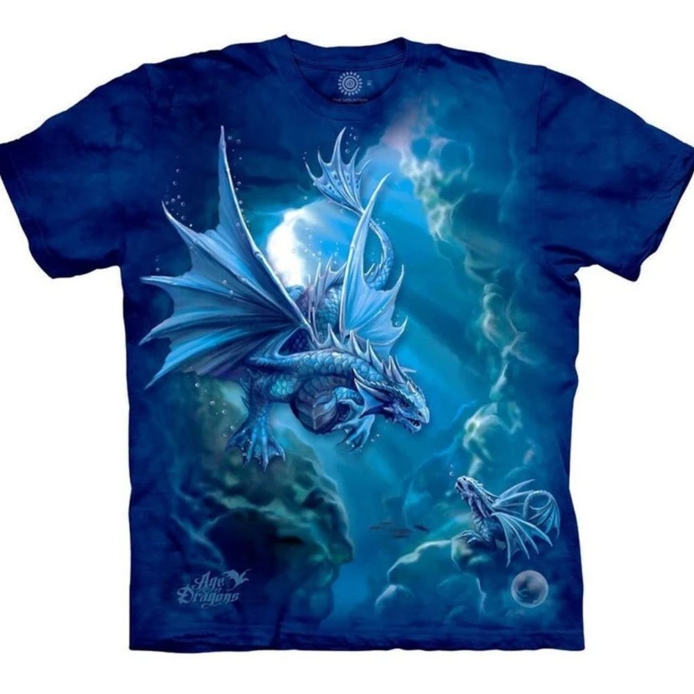 Sea Dragon Aqua Water Legendary Magical The Mountain Blue Cotton T-Shirt S-3X